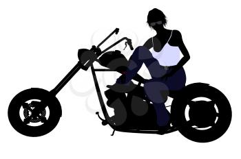 Royalty Free Clipart Image of a Girl on a Motorcycle