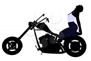 Royalty Free Clipart Image of a Woman on a Motorcycle