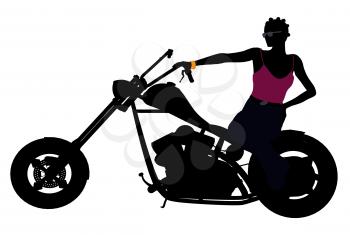 Royalty Free Clipart Image of a Woman on a Motorcycle