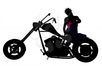 Royalty Free Clipart Image of a Woman on a Motorcycle