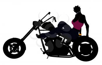 Royalty Free Clipart Image of a Woman on a Motorcycle