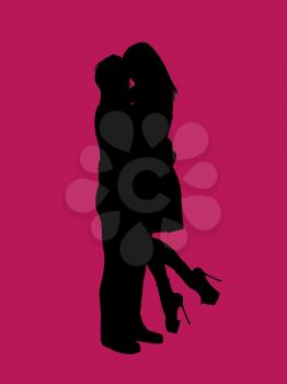 Royalty Free Clipart Image of a Couple Embracing