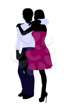 Royalty Free Clipart Image of a Couple Embracing