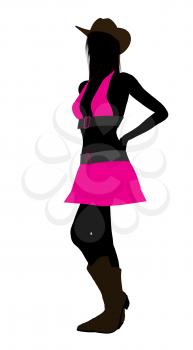 Royalty Free Clipart Image of a Cowgirl in Pink