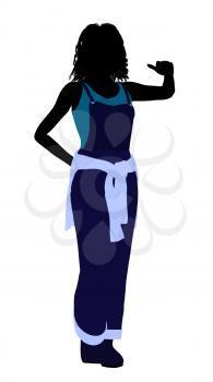 Royalty Free Clipart Image of a Girl in Overalls