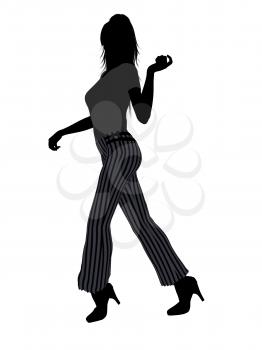 Royalty Free Clipart Image of a Girl in Striped Pants