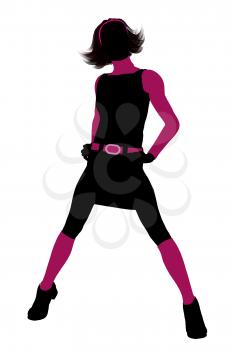 Royalty Free Clipart Image of a Girl in Pink and Black