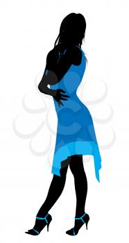 Royalty Free Clipart Image of a Woman in a Blue Dress