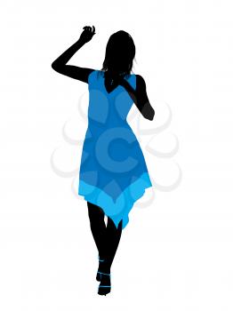 Royalty Free Clipart Image of a Woman in a Blue Dress