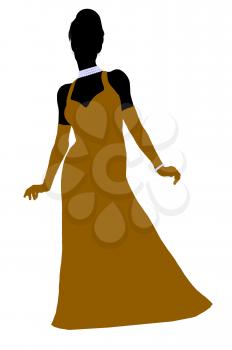 Royalty Free Clipart Image of a Woman in an Evening Gown