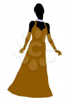 Royalty Free Clipart Image of a Woman in an Evening Gown