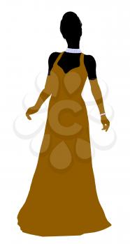 Royalty Free Clipart Image of a Woman in an Evening Gown