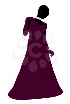 Royalty Free Clipart Image of a Woman in an Evening Gown