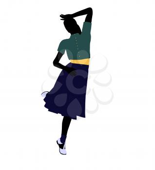 Royalty Free Clipart Image of a Girl in 50s Clothes