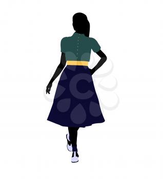 Royalty Free Clipart Image of a Girl in 50s Clothes