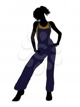 Royalty Free Clipart Image of a Woman in Overalls