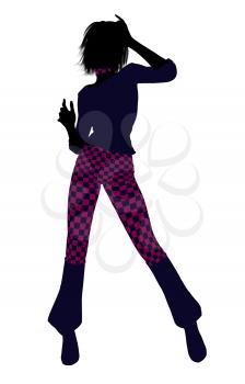 Royalty Free Clipart Image of a Girl in Checked Pants