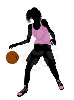 Royalty Free Clipart Image of a Female Basketball Player