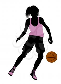 Royalty Free Clipart Image of a Female Basketball Player