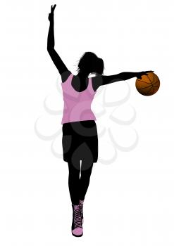 Royalty Free Clipart Image of a Female Basketball Player