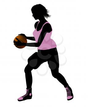 Royalty Free Clipart Image of a Female Basketball Player