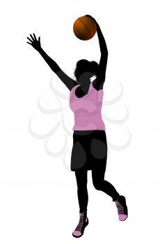 Royalty Free Clipart Image of a Female Basketball Player