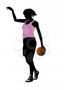 Royalty Free Clipart Image of a Female Basketball Player