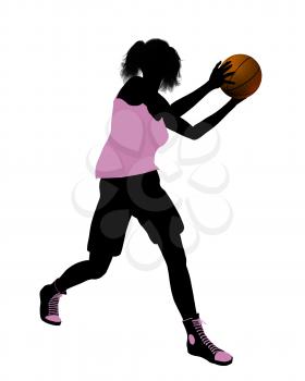 Royalty Free Clipart Image of a Female Basketball Player