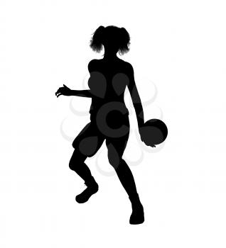 Royalty Free Clipart Image of a Female Basketball Player