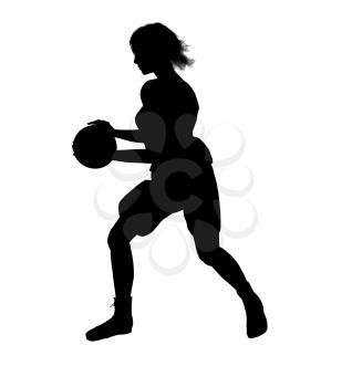 Royalty Free Clipart Image of a Female Basketball Player