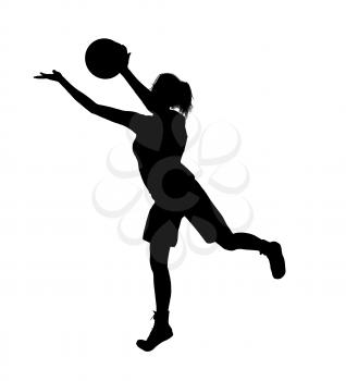 Royalty Free Clipart Image of a Female Basketball Player