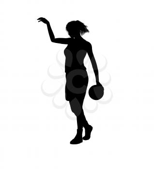 Royalty Free Clipart Image of a Female Basketball Player