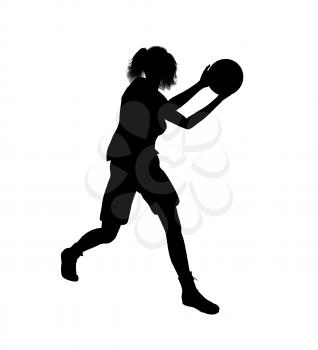 Royalty Free Clipart Image of a Female Basketball Player