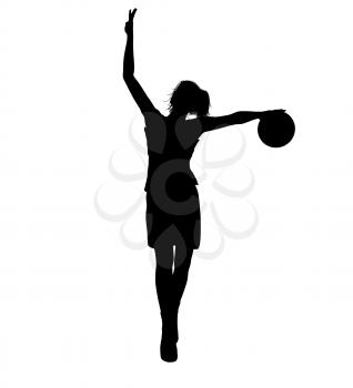 Royalty Free Clipart Image of a Female Basketball Player