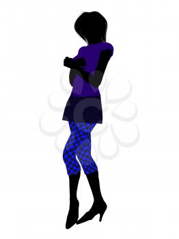 Royalty Free Clipart Image of a Woman in Funky Clothes