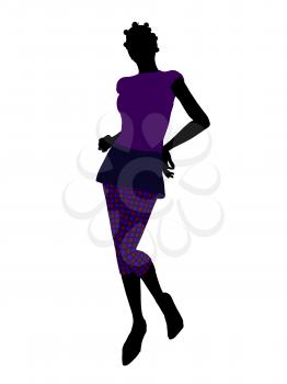 Royalty Free Clipart Image of a Woman in Funky Clothes