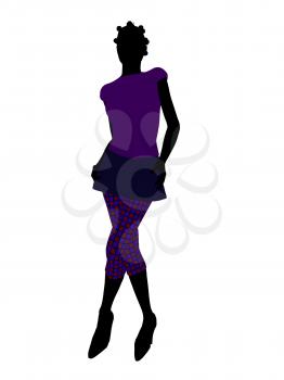 Royalty Free Clipart Image of a Woman in Funky Clothes