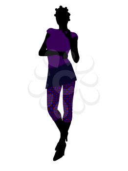 Royalty Free Clipart Image of a Woman in Funky Clothes