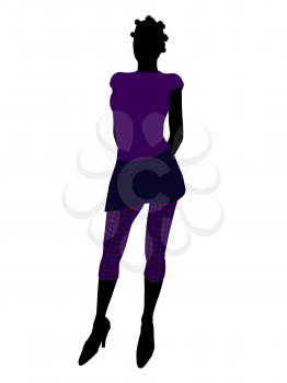 Royalty Free Clipart Image of a Woman in Funky Clothes