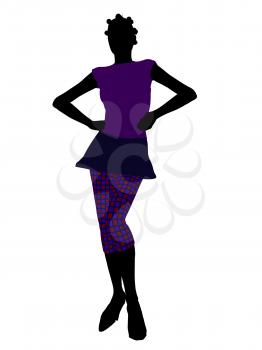 Royalty Free Clipart Image of a Woman in Funky Clothes