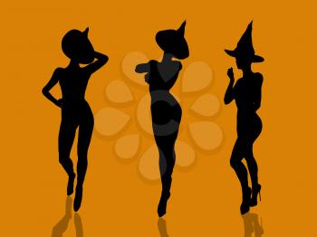 Royalty Free Clipart Image of Three Witches