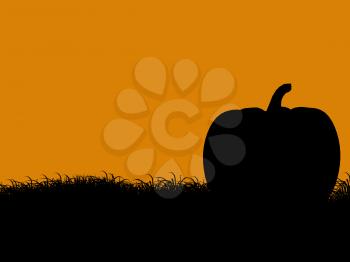 A  black halloween illustration silhouette on an orange background