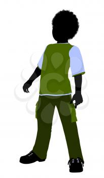 Royalty Free Clipart Image of Boy in Silhouette