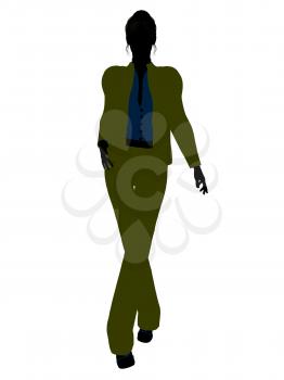 Royalty Free Clipart Image of a Woman in a Green Suit