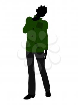 Royalty Free Clipart Image of a Woman in a Green Jacket