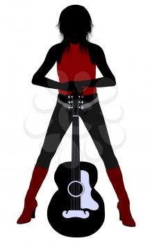 Royalty Free Clipart Image of a Female Guitarist