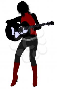 Royalty Free Clipart Image of a Female Guitarist