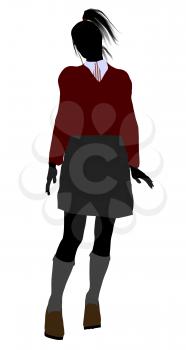 Royalty Free Clipart Image of a Schoolgirl