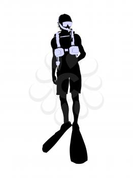 Royalty Free Clipart Image of a Scuba Diver