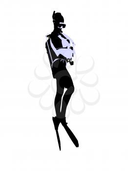 Royalty Free Clipart Image of a Scuba Diver